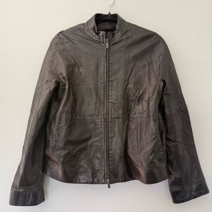 Real Leather Zip-Front Jacket
